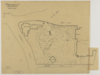 214899 Plattegrond van het park Tivoli op de hoek van de Kruisstraat en de Nachtegaalstraat te Utrecht, met de ...